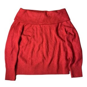 H&M Red Off-The-Shoulder Foldover Knit Sweater - XS